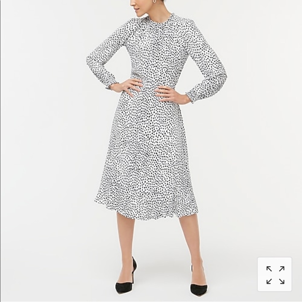 NWT J. Crew ruffle neck leopard peasant dress